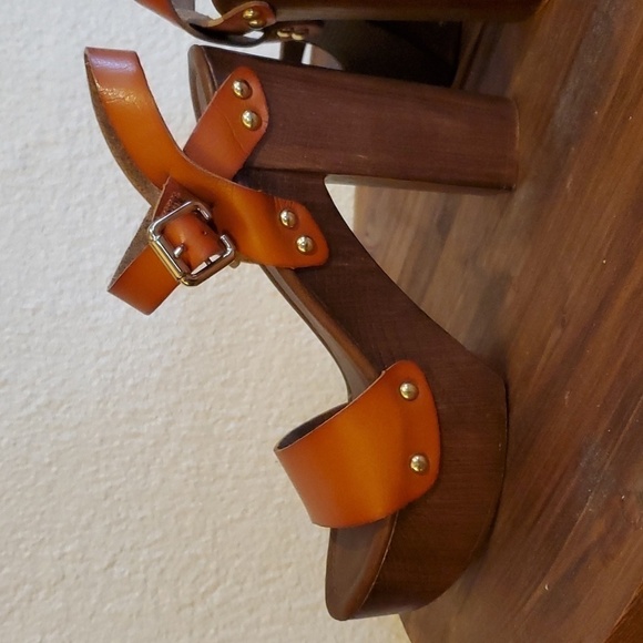 Mossimo- Womens Brown leather Strappy Platform high block Heels Sz.7.5 - Picture 6 of 10